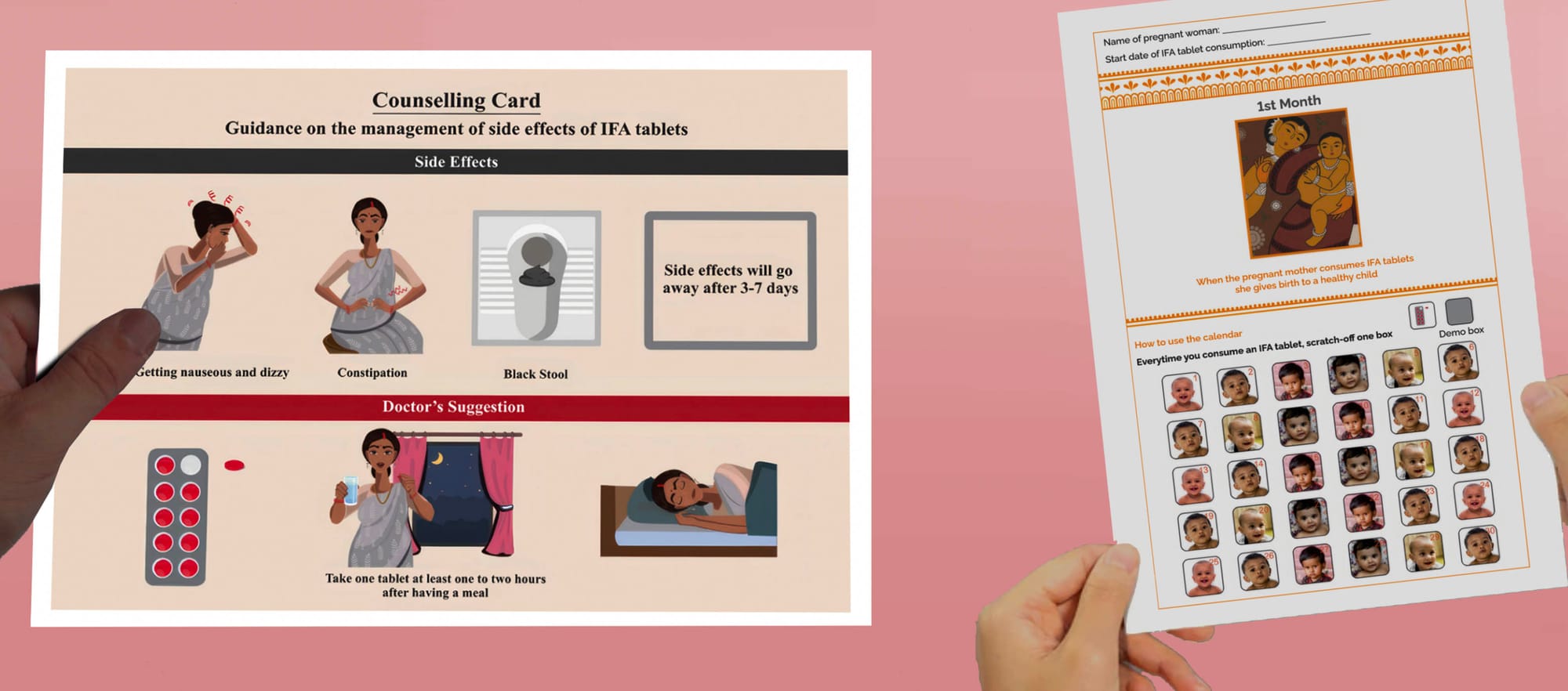Counseling card and goal-tracking calendar developed by CSBC